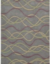 Nourison Citi Limits Silver Wavy Lines 3.6-Feet by 5.6-Feet Polyacrylic Area Rug