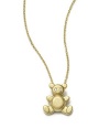 THE LOOKTeddy bear pendant.01 tcw diamonds14k yellow gold settingLobster claspTHE MEASUREMENTPendant width, about ½Pendant length, about ½Length, about 18ORIGINMade in USA