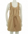 French Connection Denim Scoop Neck Dress Sand 4