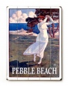 Pebble Beach Golfing 12x16 Limited-Edition Artistic Planked Wood Sign