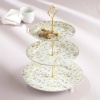 3 TIER GOLD RIM PLATES WITH GOLD HANDLE - 3 tier server