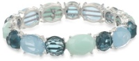 Anne Klein Feeling Blue Silver-Tone Multi-Blue Stretch Bracelet, 7.50