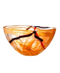 With a fiery orange haze and hand-applied bands of eye-catching color, each Contrast bowl from Kosta Boda is completely unique. A simple shape showcases each stroke and swirl with bold artistry.