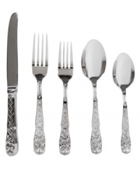 Embossed vines climb the trellis etched in each Mandarin utensil. From designer Lauren Ralph Lauren, the Mandarin 5-piece place settings achieve garden-style grandeur in polished 18/10 stainless steel.