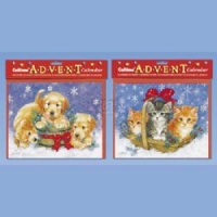 8X10 PETS ADVENT CALENDAR WITH ENVELOPE, SET OF 2 ASSORTED: DOGS & CATS