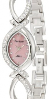 Armitron Women's 75/3477PMSV NOW Swarovski Crystal Accented Silver-Tone Pink Dial Watch