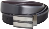 Geoffrey Beene Men's Reversible Plaque Buckle Belt,Black/Brown,44