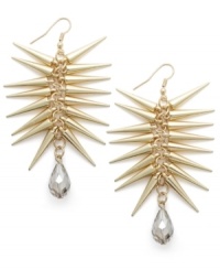 Stay looking sharp with this pair of drop earrings from Bar III. Crafted from gold-tone mixed metal, the earrings have a stylish stone accent at the end for a fashionable touch. Approximate drop: 4 inches.