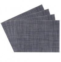 Benson Mills Longport Crossweave Woven Vinyl Placemat, Metallic Blue, Set of 4