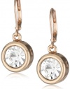 T Tahari Rose Gold-Tone and Crystal Drop Earrings