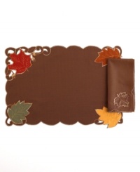 Featuring elaborate cutwork, embroidered accents and leaves piled in rich fall colors, round Maple Leaf placemats set the scene for an unforgettable autumn, year after year. Not shown. (Clearance)