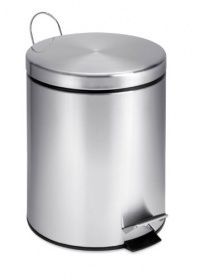 Honey-Can-Do TRS-01449 Round Stainless Steel Step-Lift Lid Garbage Can, 5-Liter