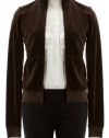 Juicy Couture Java Brown Velour Long Sleeve Zip Front Track Jacket Small