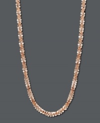 Subtle design in eye-popping color. This trendy 14k rose gold necklace features a faceted chain link design. Approximate length: 16 inches.