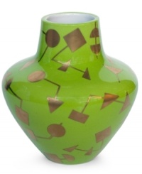 Boasting a bold green glaze painted over an ultra-modern silhouette, this porcelain Artemis vase from Jonathan Adler is sure to heighten your decor with abstract beauty.