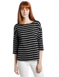 French Connection Women's Scott Stripe Top, Black/Grey, X-Small