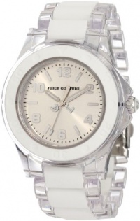 Juicy Couture Women's 1900866 Rich Girl Clear Plastic Bracelet With White Silicone Inlay Watch