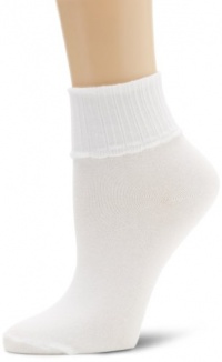 HUE Women's Huetopia Turn Cuff Sock, White, 9-11