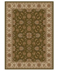 Rendered with intricate floral designs in a sumptuous green and neutral color palette, this area rug set from Kenneth Mink offers a cohesive look for your entire home. Woven of plush olefin for lasting softness and durability. Includes five rugs.