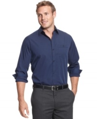 Classic can take you from the office to dinner and so does this solid dress shirt from Calvin Klein.