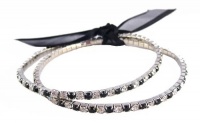 Bracelet Set (2 pc) - Stretch Crystals ~ Black and Clear (7) (FB277)