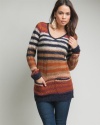 G2 Chic Multicolor Rainbow Stripe V-Neck Sweater