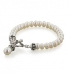 Honora 7 3/4 inch Fresh Water White 7.5-8 MM Pearl Bracelet with Pallini Toggle Clasp.