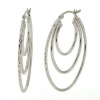 1 1/2 Inch Sterling Silver Tri-Hoop Earrings