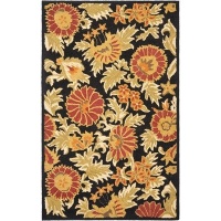 Safavieh Blossom Collection BLM912A Handmade Black and Multi Hand-Spun Wool Area Rug, 8-Feet by 10-Feet