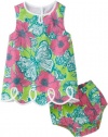 Lilly Pulitzer Baby-Girls Newborn Lilly Loopy Shift Dress, New Green Bloomin Cacoonin, 6-12 Months