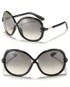 Round oversized sunglasses with streamlined curves and knotted detail at temples for a unique style from Tom Ford.