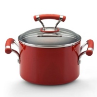 Circulon Contempo Red Dishwasher Safe Nonstick 3-Quart Covered Saucepot