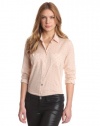 BCBGeneration Women's Alphabet Button Up Shirt, Nude Blush Com, Medium