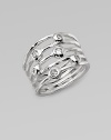 From the Silver Rain Collection. A striking, sculptural design with open strands of polished sterling silver, each one accented by a shimmering diamond.Diamonds, .25 tcw Sterling silverWidth, about ½Imported