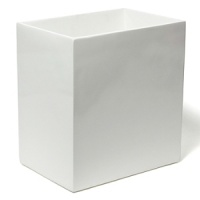 Sleek and sophisticated in cool white, these hand-lacquered bath accessories brighten any bathroom.