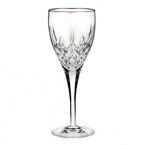 This newest group of stemware features the signature Lismore cuts on a graceful pulled stem with lovely open diamond , wedge cuts, and a platinum band on the rim.