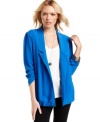 A slouchy, boyfriend fit elevates this sheer-back blazer with menswear-inspired style! From Pretty Rebellious.