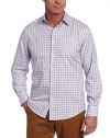 Perry Ellis Men's Long Sleeve Twill Grid Woven