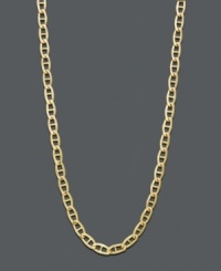 Nothing is more stylish than a simple chain. This 14k gold necklace features a Marine link. Approximate length: 16 inches.