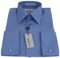 Mens Modena Solid Cadet Blue French Cuff Dress Shirt