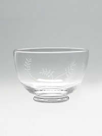 Beautifully designed crystal bowl features a delicate fern pattern. Available in 5 diameter. Handmade Imported