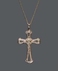 Let style and spirituality combine. Effy Collection's exquisite cross pendant features an intricate cut-out shape decorated by sparkling, round-cut diamonds (1/2 ct. t.w.). Crafted in 14k gold. Approximate length: 18 inches. Approximate drop: 1-1/2 inches.