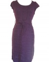 JESSICA SIMPSON Cap Sleeve Belted Sweater Dress-PURPLE-MEDIUM