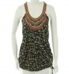 American Rag Crochet Neck Top Classic Black Multi X-Small