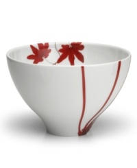 Vibrant red flowers and leaves embellish this large rice bowl. Its classic shape is ideal for everyday use while the modern, Asian-inspired design makes a festive addition to dinner parties. From Mikasa's collection of dinnerware and dishes.