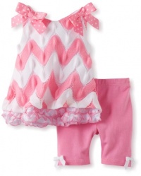 Bonnie Baby-Girls Newborn Flamestitch Legging Set, Pink, 6-9 Months