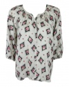 Tucker womens floral speck smock yoke button top