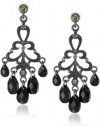 1928 Jewelry Jet and Black Crystal Chandelier Earrings