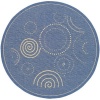 Safavieh CY1906-3103 Courtyard Collection Blue and Natural Indoor/Outdoor Round Area Rug, 6-Feet 7-Inch