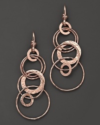 From the Rosé collection, hammered jet set in earrings in rose gold. Designed by Ippolita.